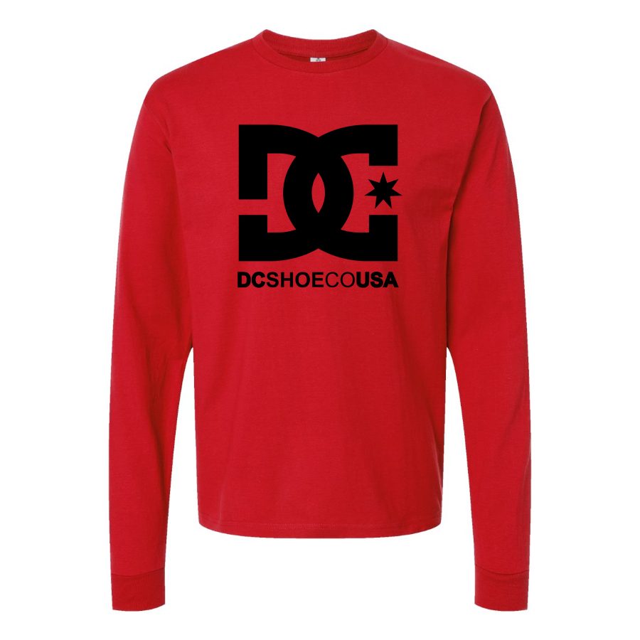 Men's DC-Logo-1536x864 Long sleeves Cotton Blend T-Shirt - Red