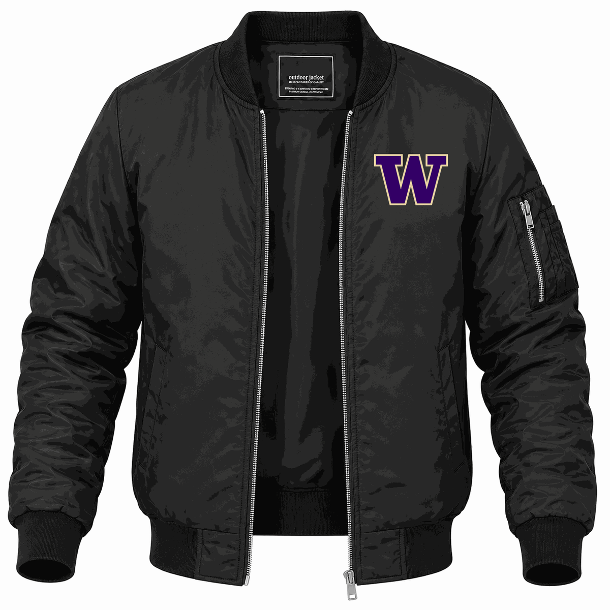 Men's Washington Huskies Logo Lightweight Bomber Jacket - Black