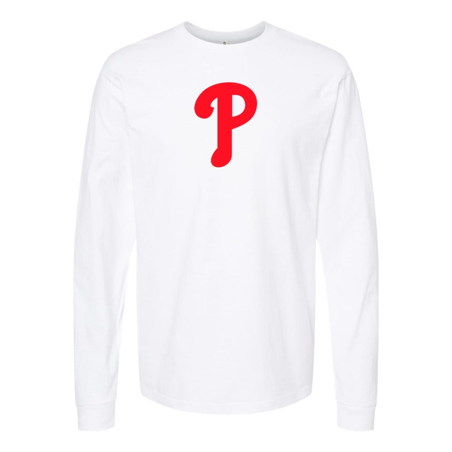 Men's Philadelphia Phillies Long sleeves Cotton Blend T-Shirt - White