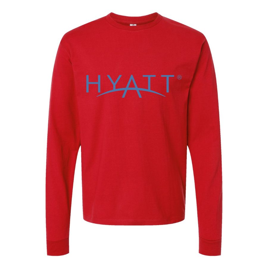 Men's Hyatt-Logo Long sleeves Cotton Blend T-Shirt - Red