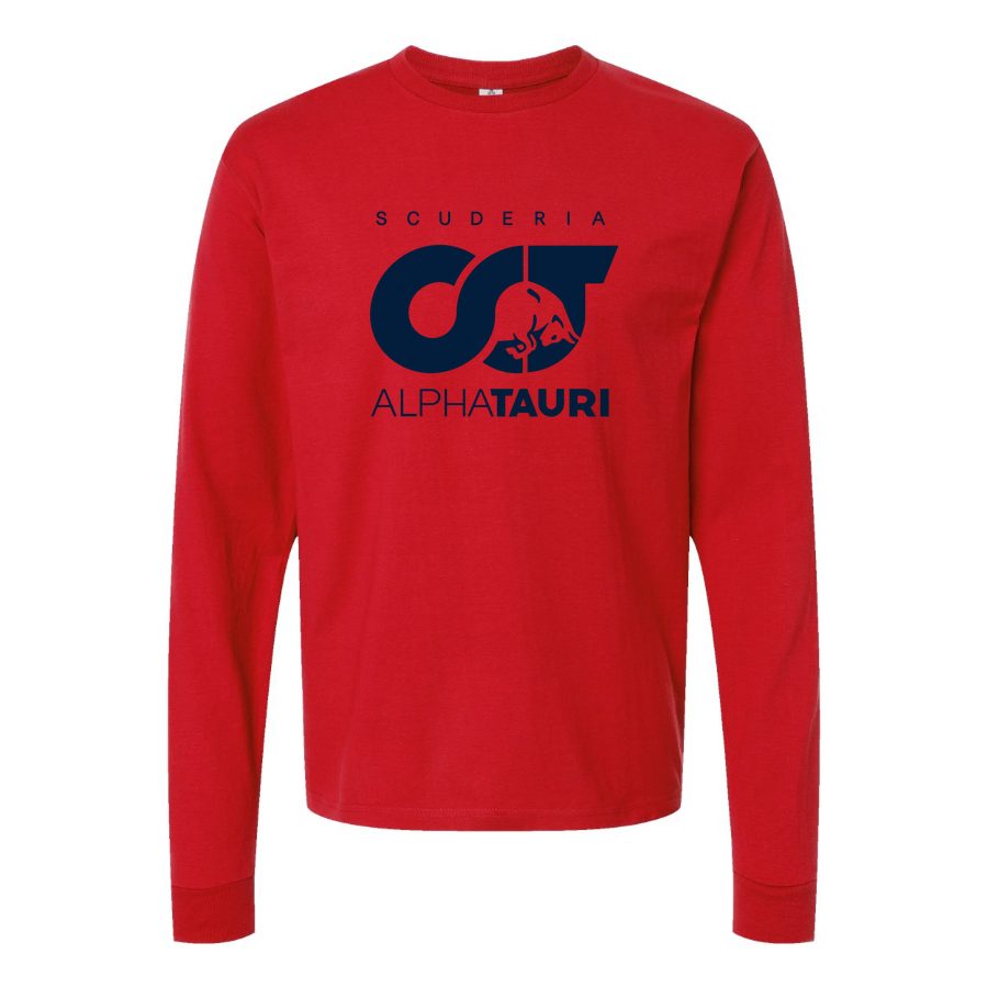 Men's Scuderia AlphaTauri Long sleeves Cotton Blend T-Shirt - Red