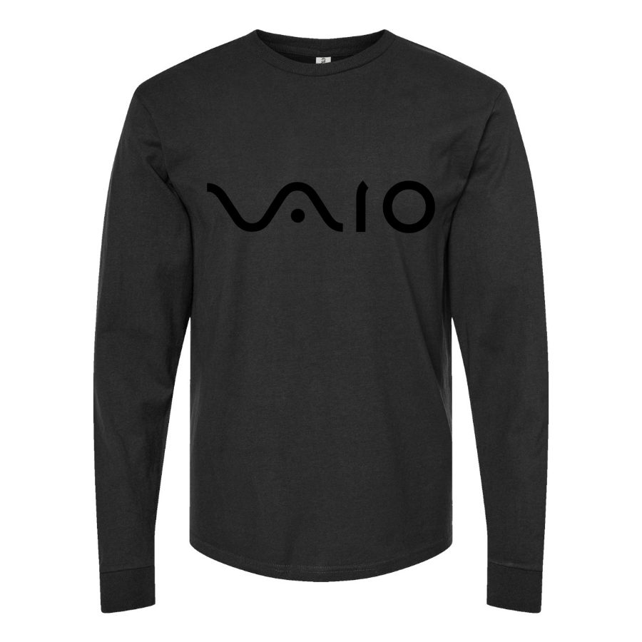 Men's sony-vaio-curvy-logo-Black Long sleeves Cotton Blend T-Shirt - Black