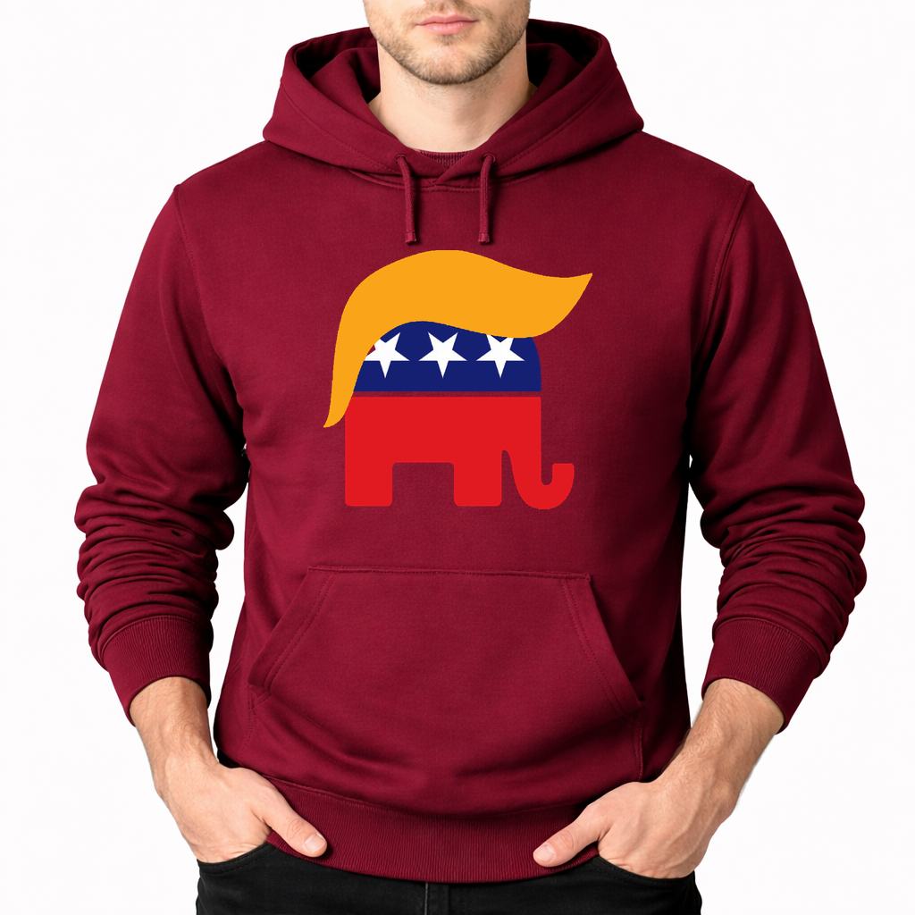 Men's Donald Trump GOP Elephant Pullover Hoodie - Burgundy