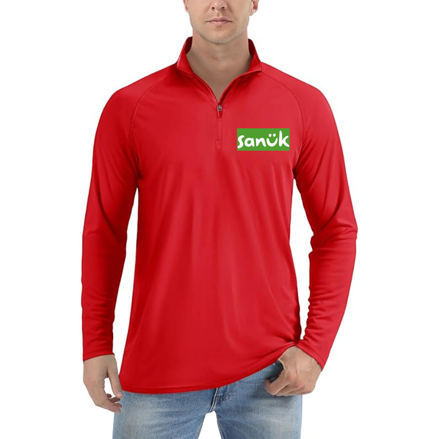 Sanuk Logo quarter-zip athletic shirt in Red