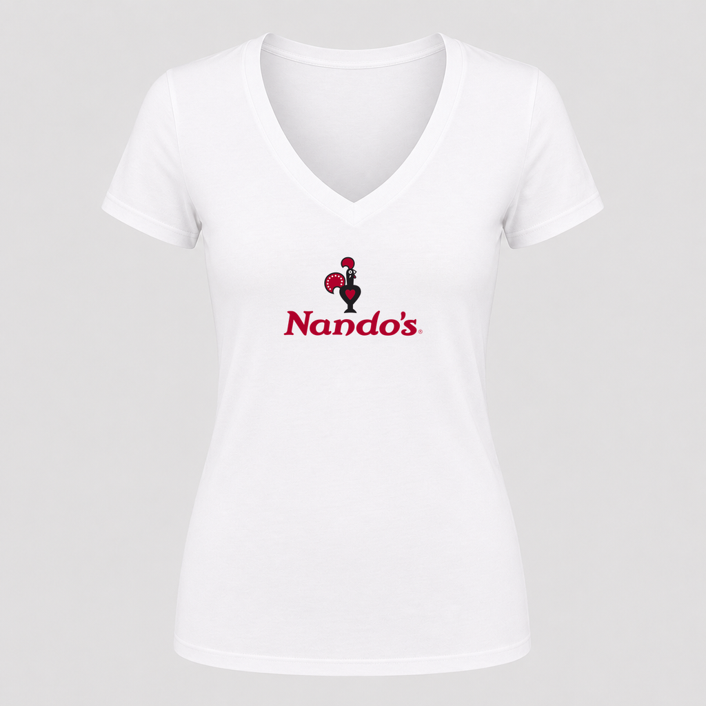 Women's Nando’s V Neck T-Shirt in white