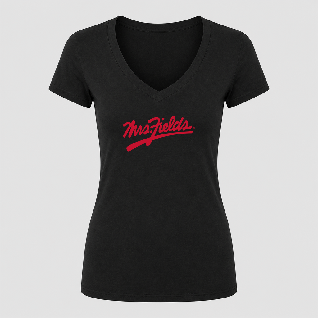 Women's Mrs. Fields V Neck T-Shirt in black
