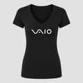 Women's Sony VAIO White Design V Neck T-Shirt in black