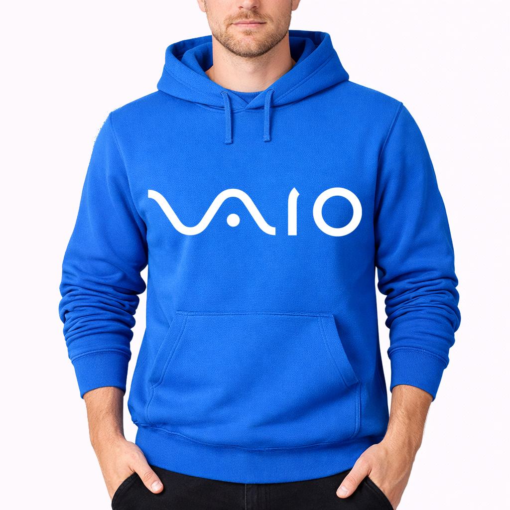 Men's Sony Vaio Curvy White Pullover Hoodie - Azure