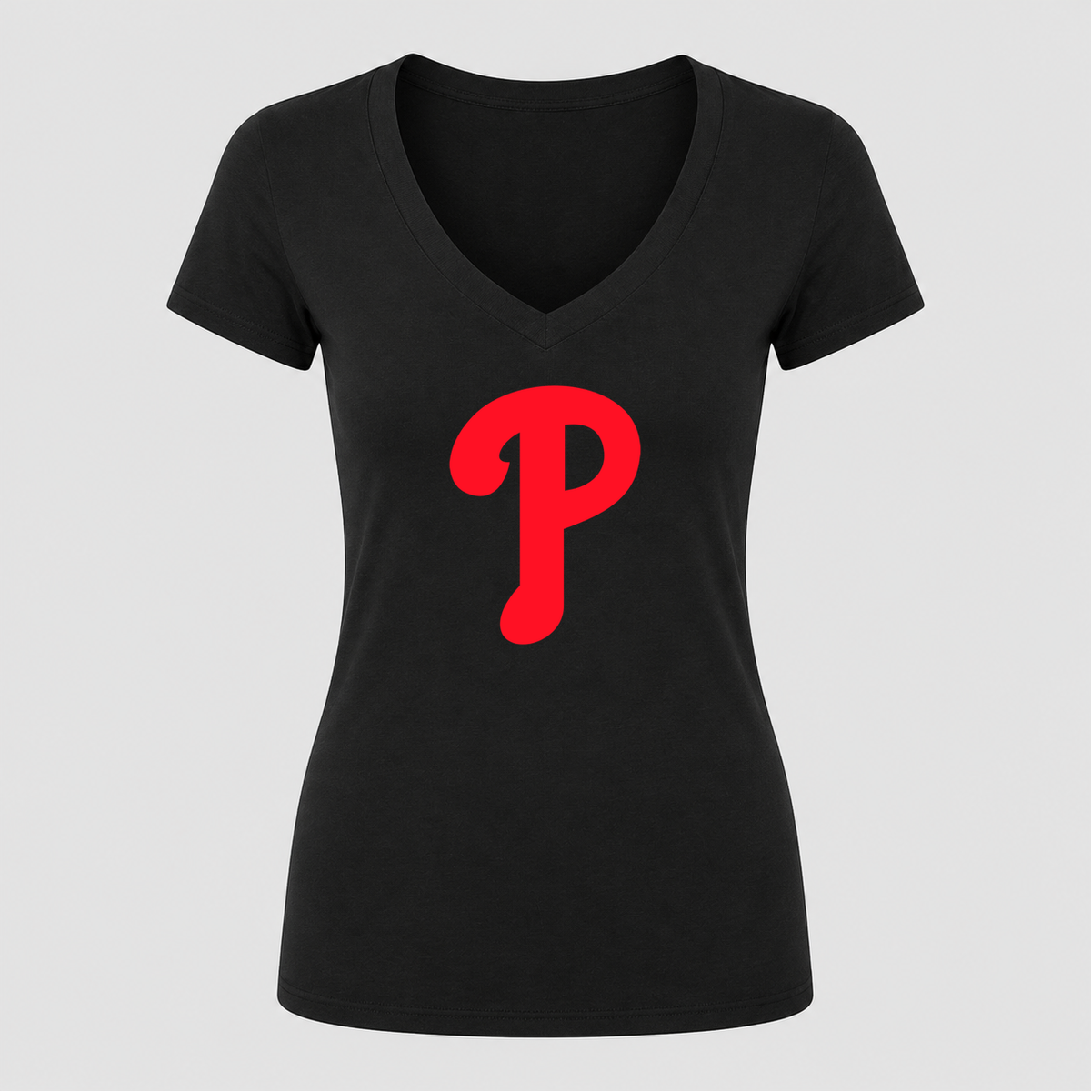 Women's Philadelphia Phillies V Neck T-Shirt in black
