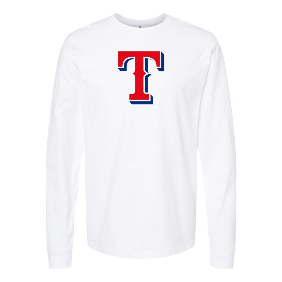 Men's Texas Rangers Long sleeves Cotton Blend T-Shirt - White