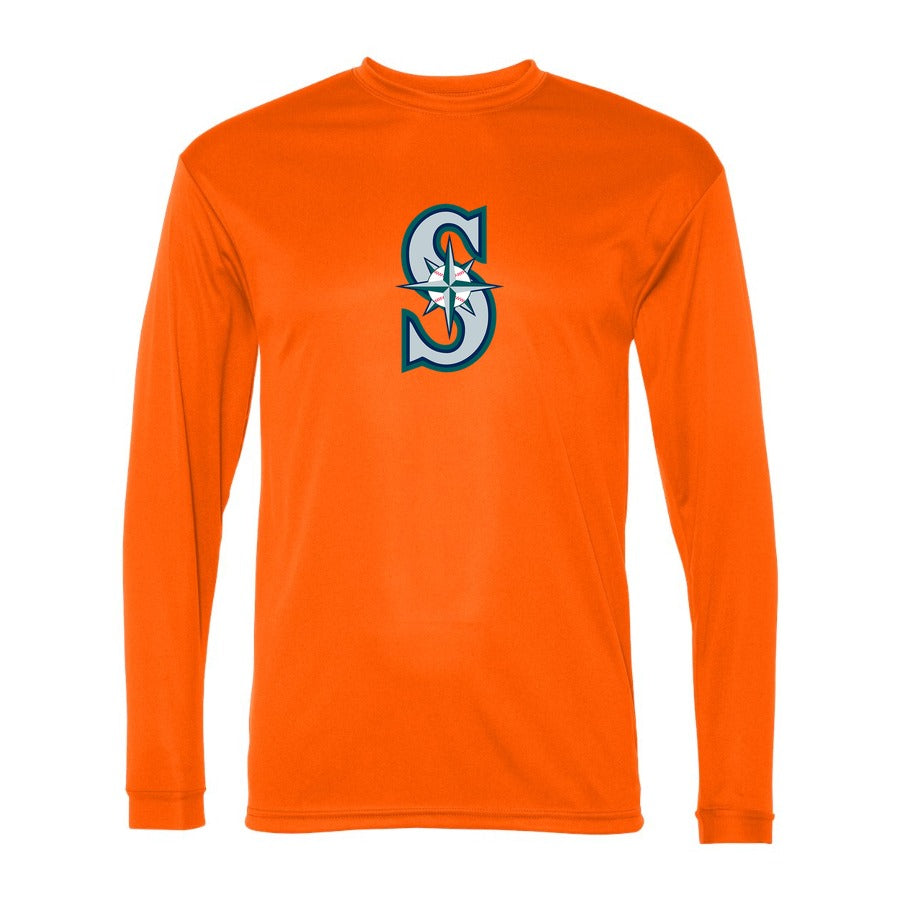 Men's Seattle Mariners Polyester Long Sleeve T-Shirt - Orange