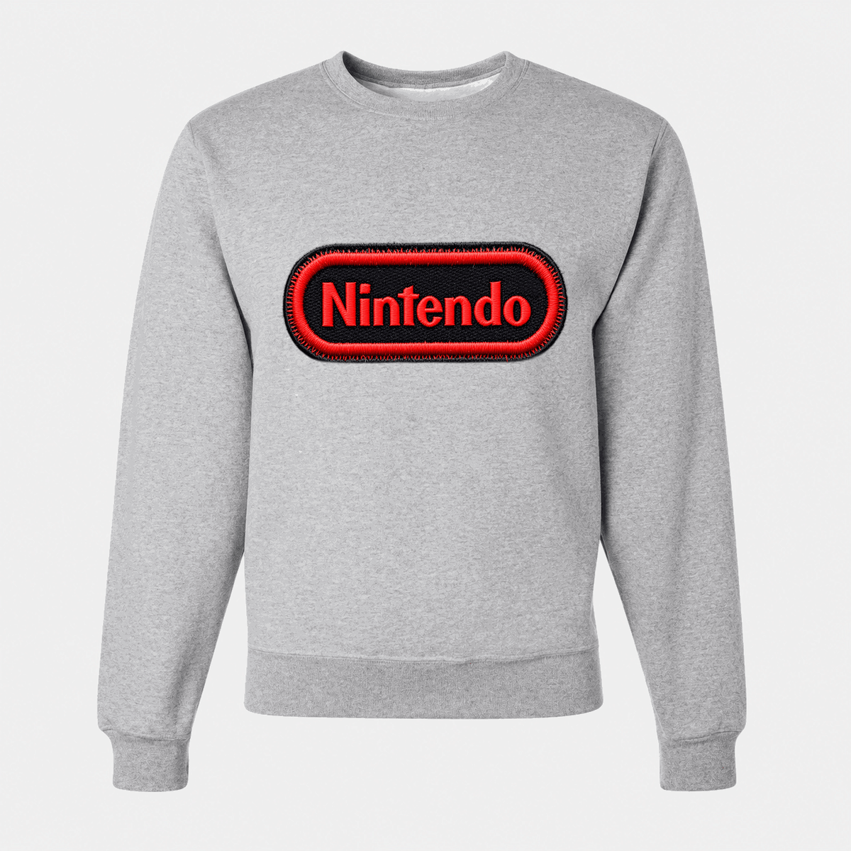 Men's Nintendo Embroidery Crewneck Sweatshirt - Gray