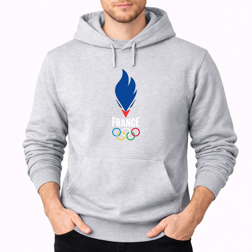 Men's France 2024 white Pullover Hoodie - Gray
