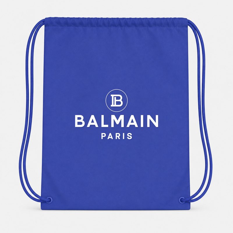 Balmain Paris White Drawstring Bag - Blue