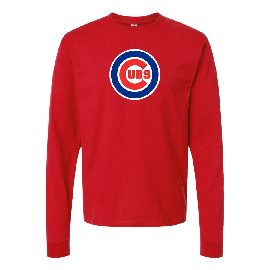 Men's Chicago Cubs Long sleeves Cotton Blend T-Shirt - Red