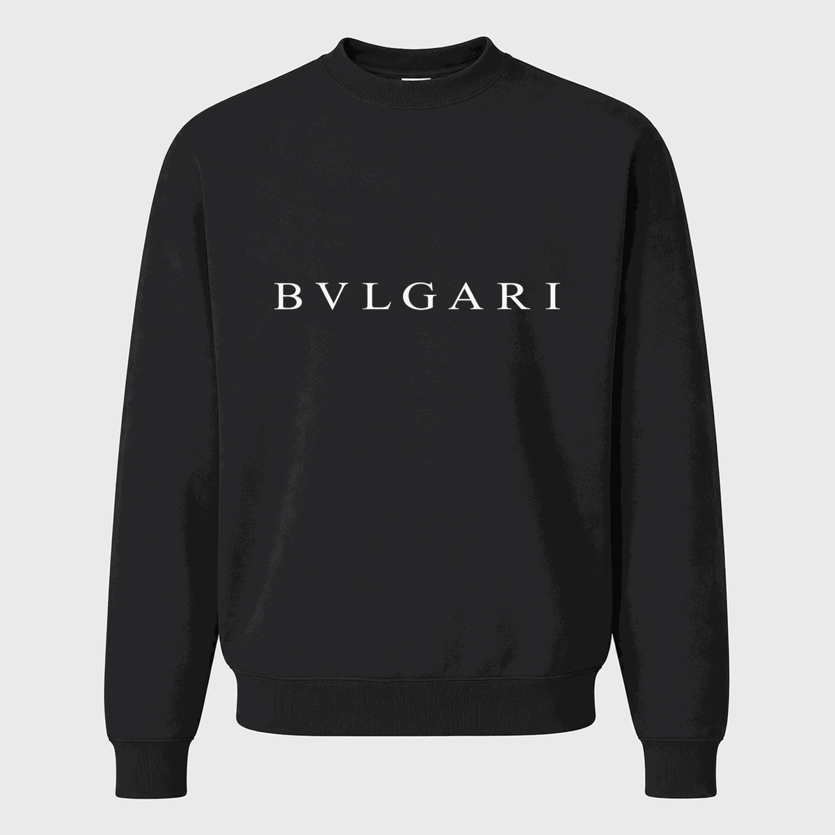 Men's Bvlgari White Logo Crewneck Sweatshirt - Black