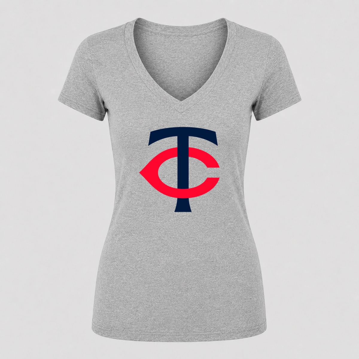 Women's Minnesota Twins V Neck T-Shirt in gray