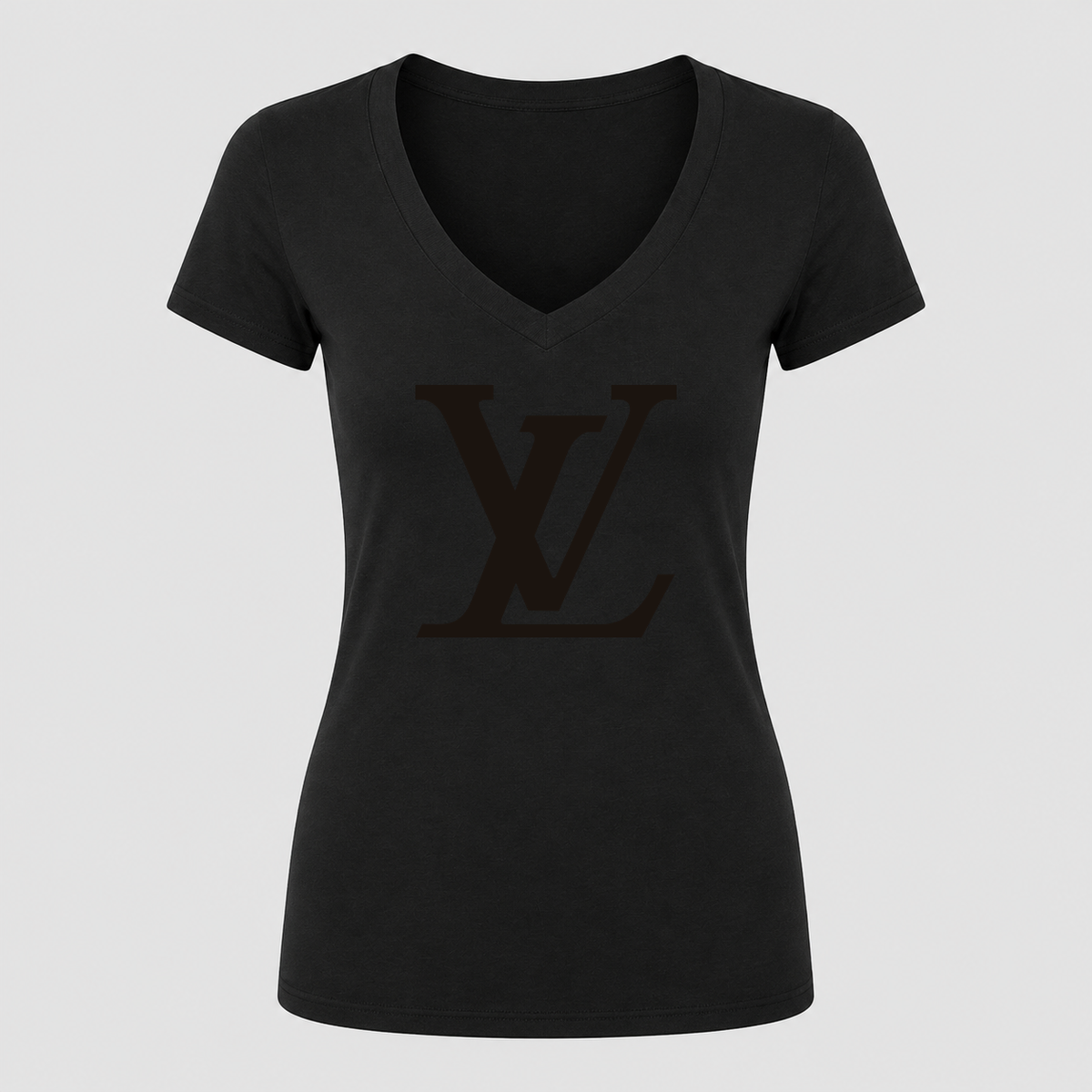Women's Louis Vuitton V Neck T-Shirt in black