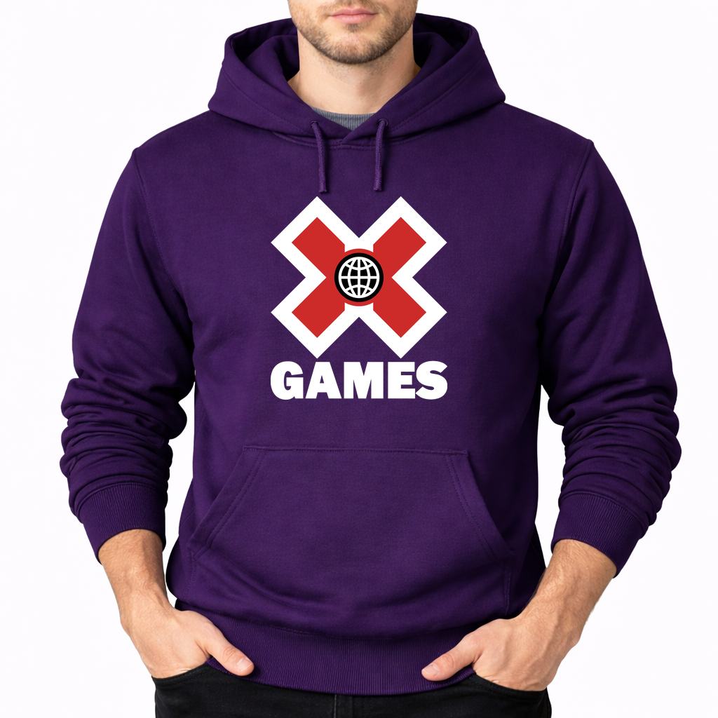 Men's X Games .white Pullover Hoodie - Purple