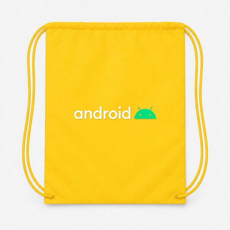 Android White Drawstring Bag - Yellow