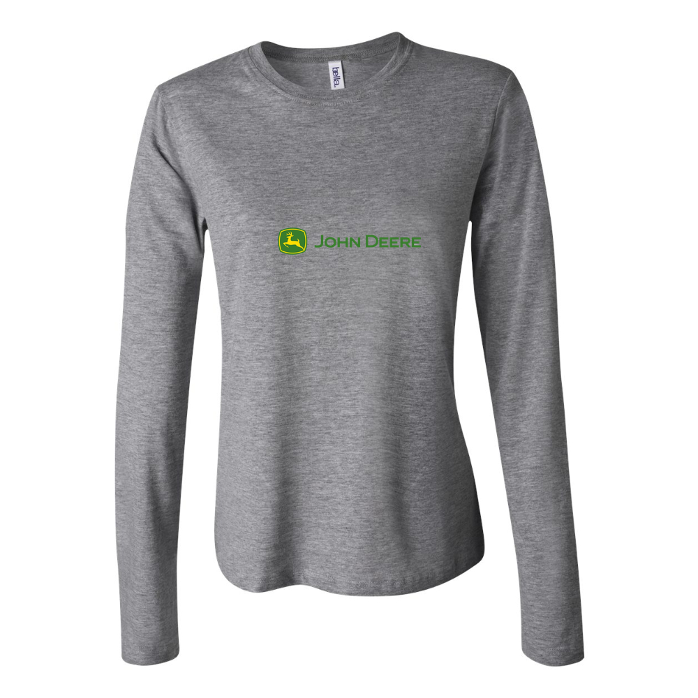 Women's John Deere Logo Design Long Sleeve T-Shirt - Gray