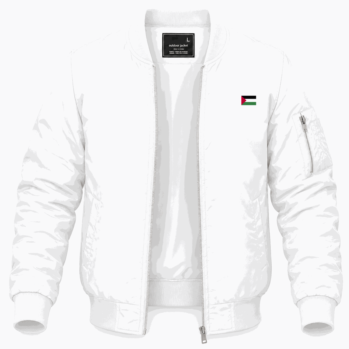 Men's Free Palestine White Lightweight Bomber Jacket - White