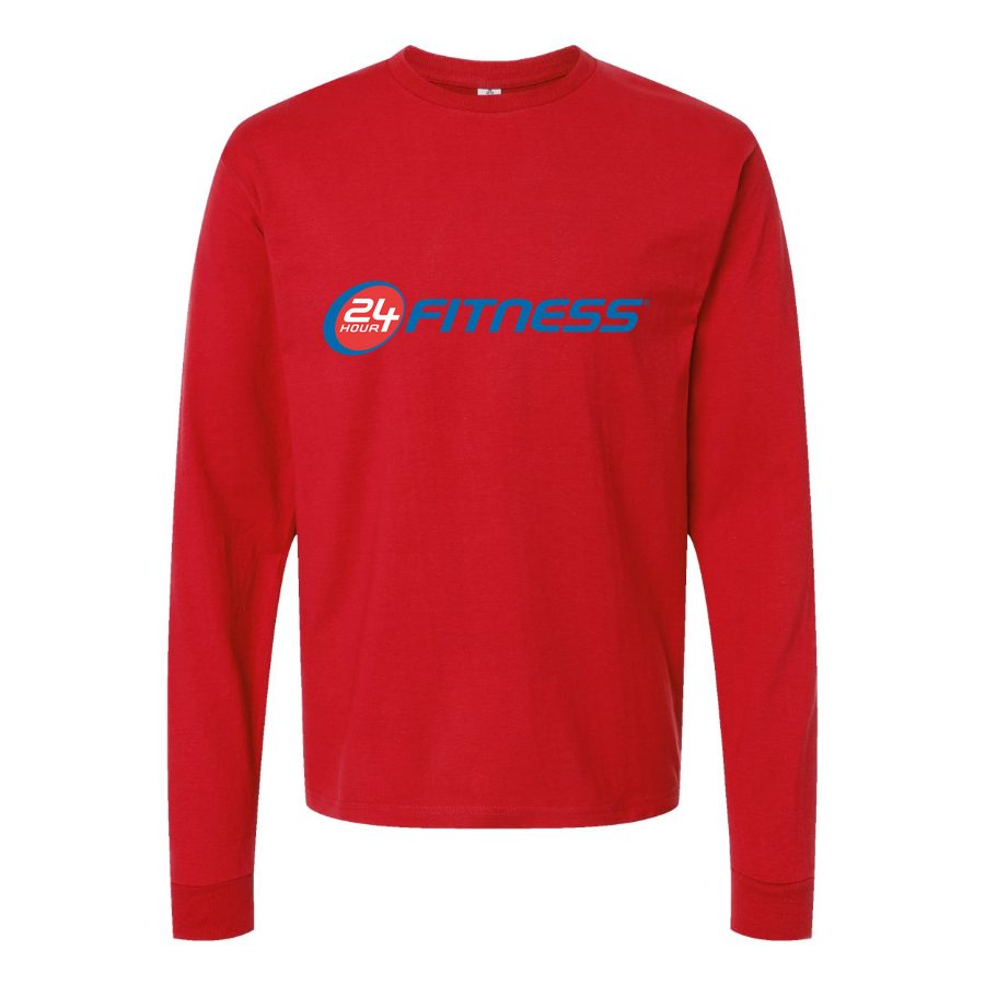 Men's 24-Hour-Fitness-logo-1536x901 Long sleeves Cotton Blend T-Shirt - Red