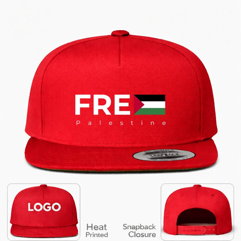 Free Palestine White Logo Snapback Hat