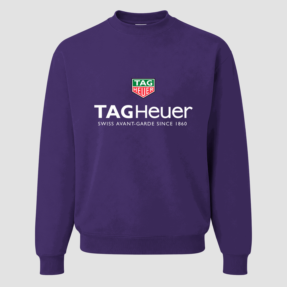 Men's TAG Heuer White Logo Crewneck Sweatshirt - Purple