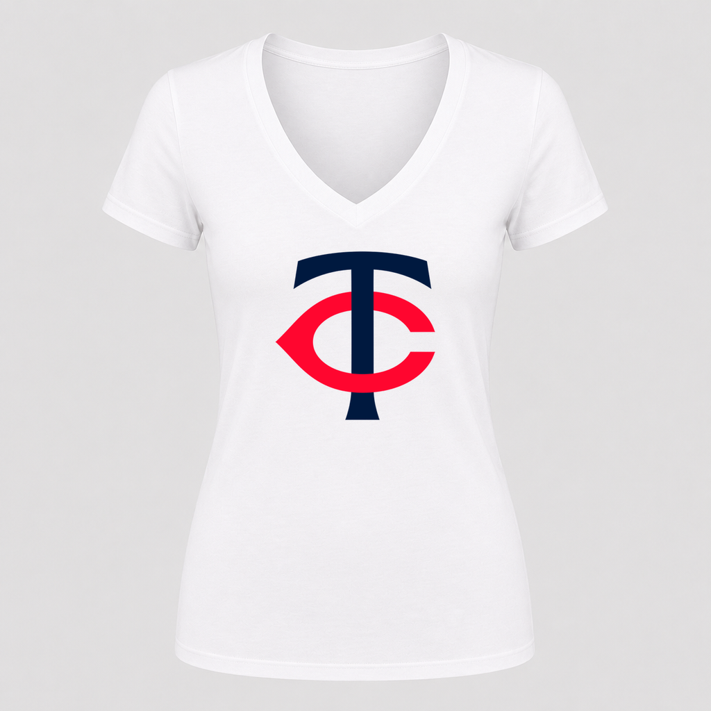 Women's Minnesota Twins V Neck T-Shirt in white