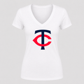 Women's Minnesota Twins V Neck T-Shirt in white