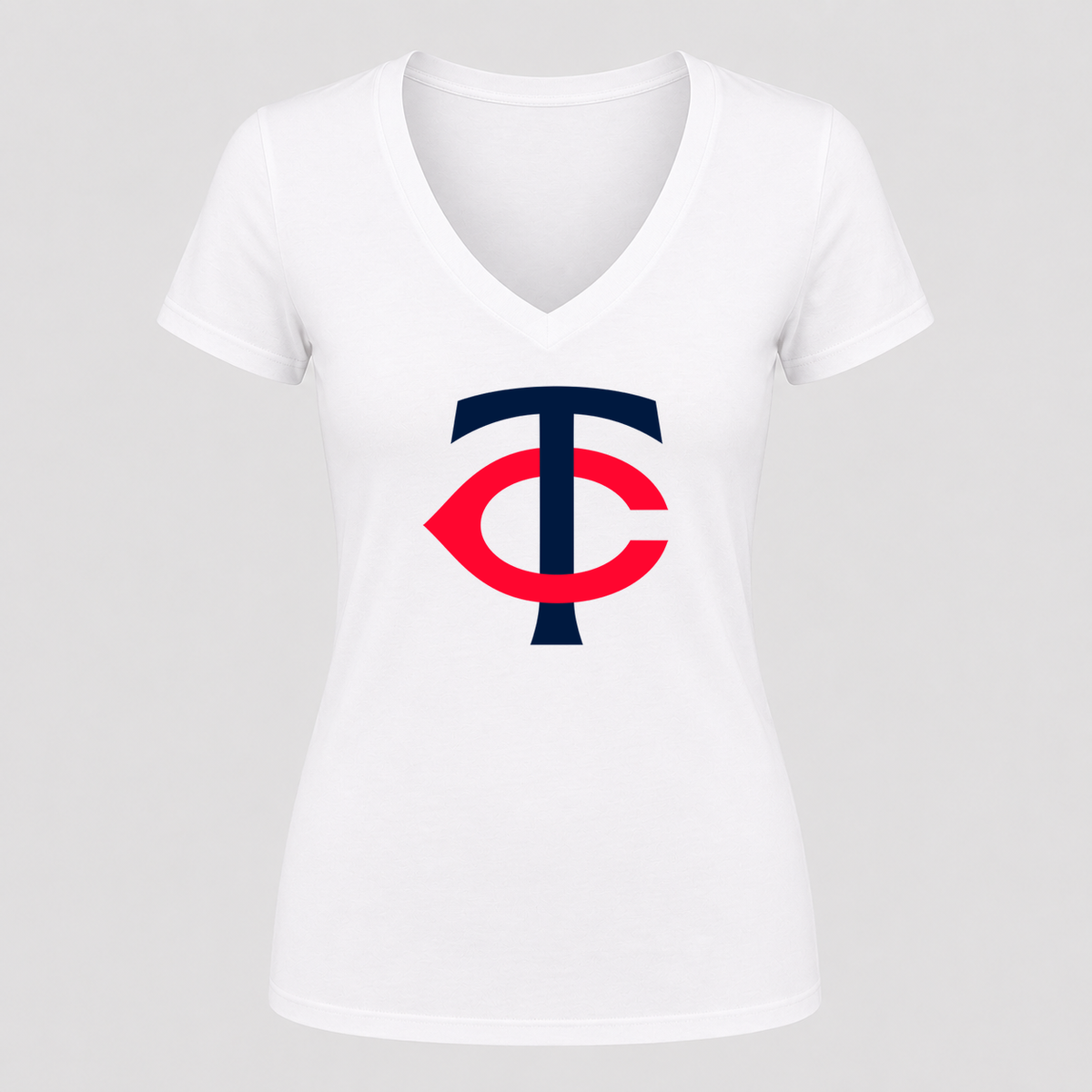 Women's Minnesota Twins V Neck T-Shirt in white