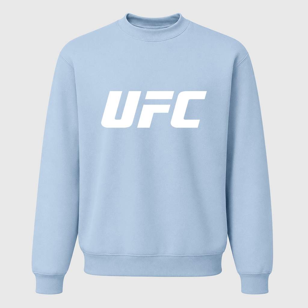 Men's UFC White Logo Crewneck Sweatshirt - Sky Blue