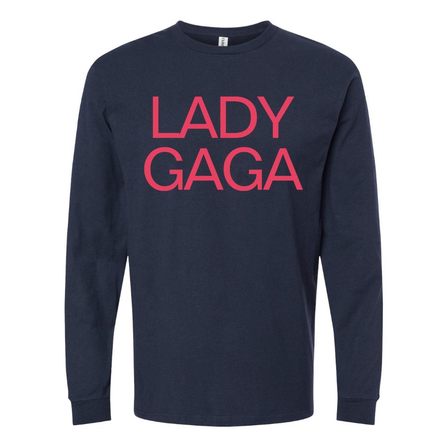 Men's Lady-Gaga-Logo-768x428 Long sleeves Cotton Blend T-Shirt - Navy