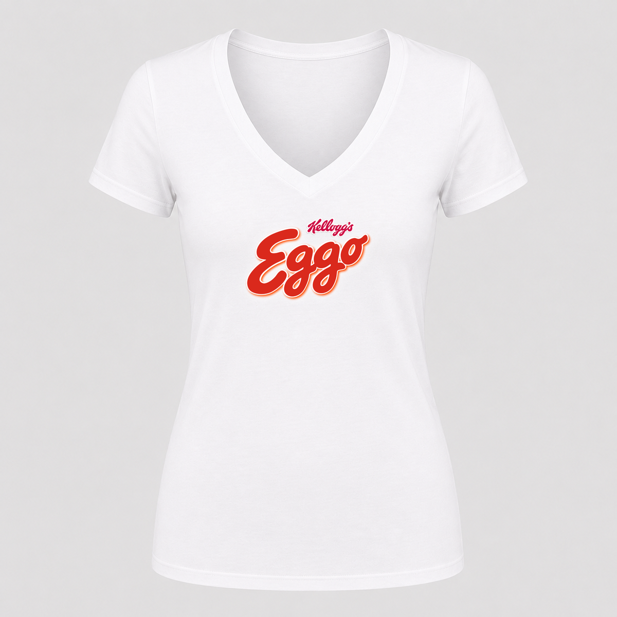 Women's Eggo V Neck T-Shirt in white