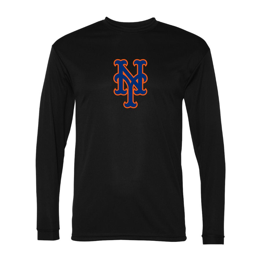 Men's New York Mets Polyester Long Sleeve T-Shirt - Black
