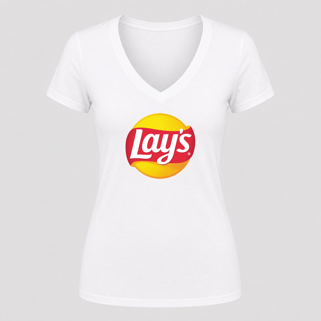 Women's Lay's V Neck T-Shirt in white