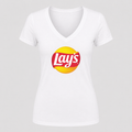 Women's Lay's V Neck T-Shirt in white