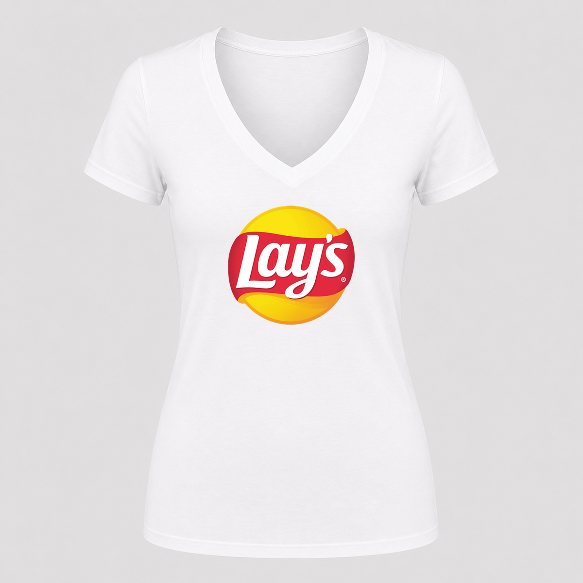 Women's Lay's V Neck T-Shirt in white