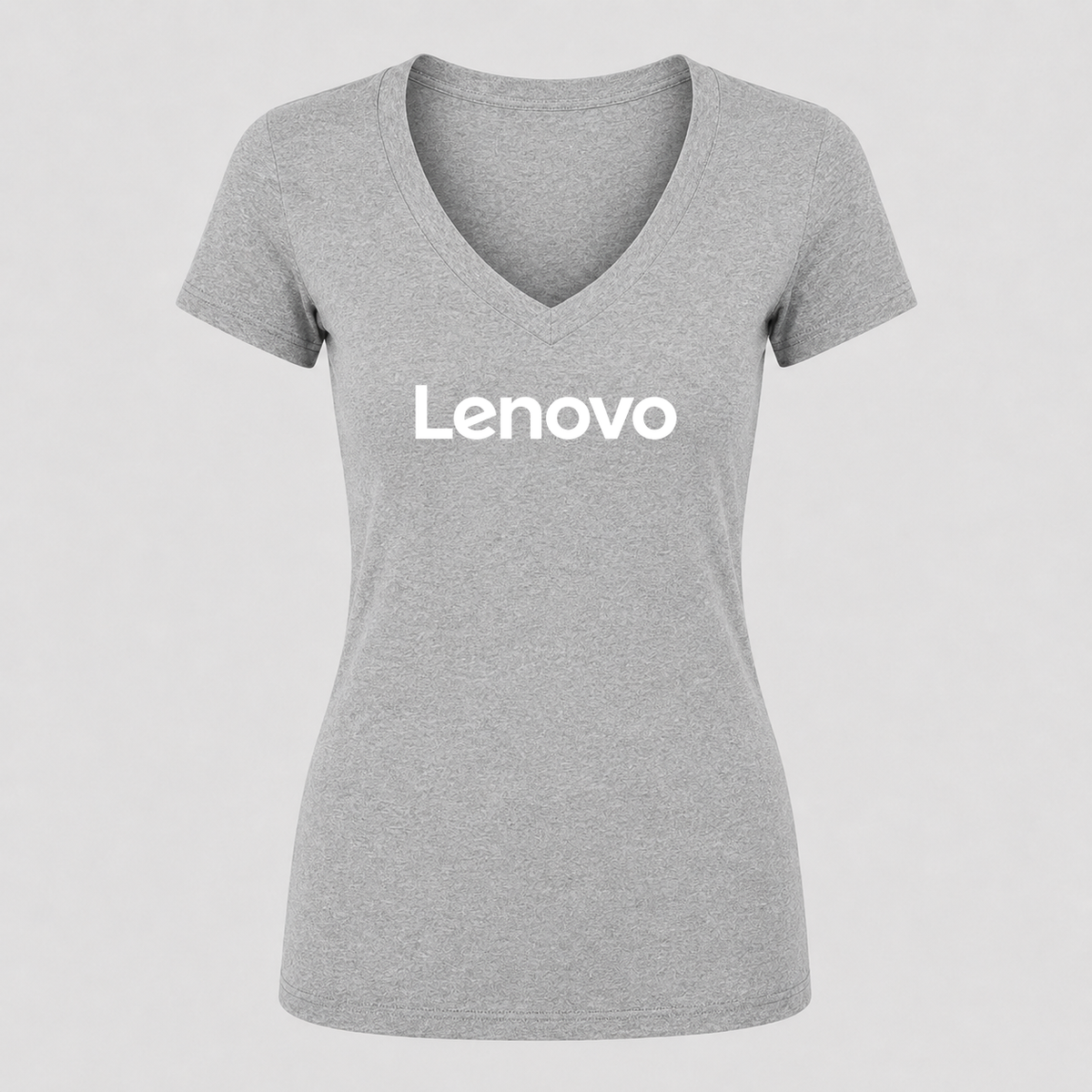 Women's Lenovo White Design V Neck T-Shirt in gray