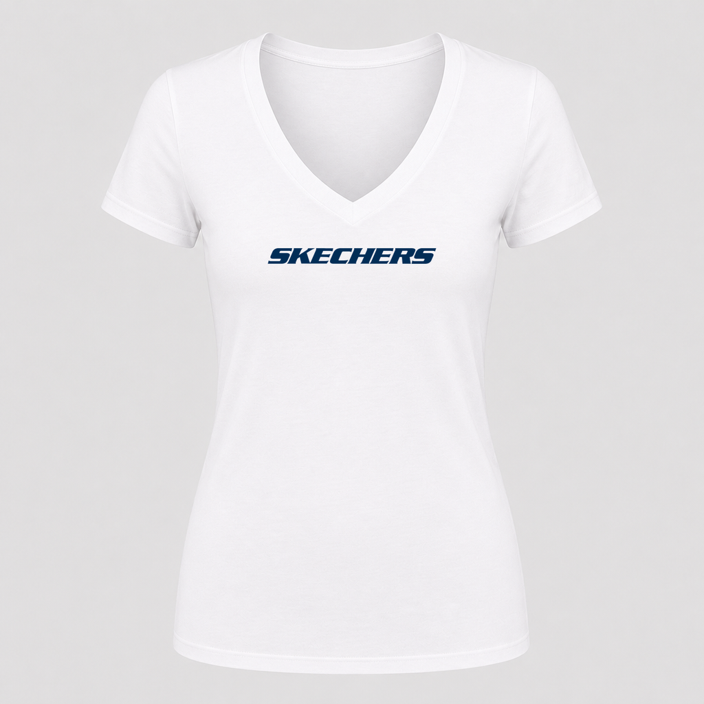 Women's Skechers V Neck T-Shirt in white