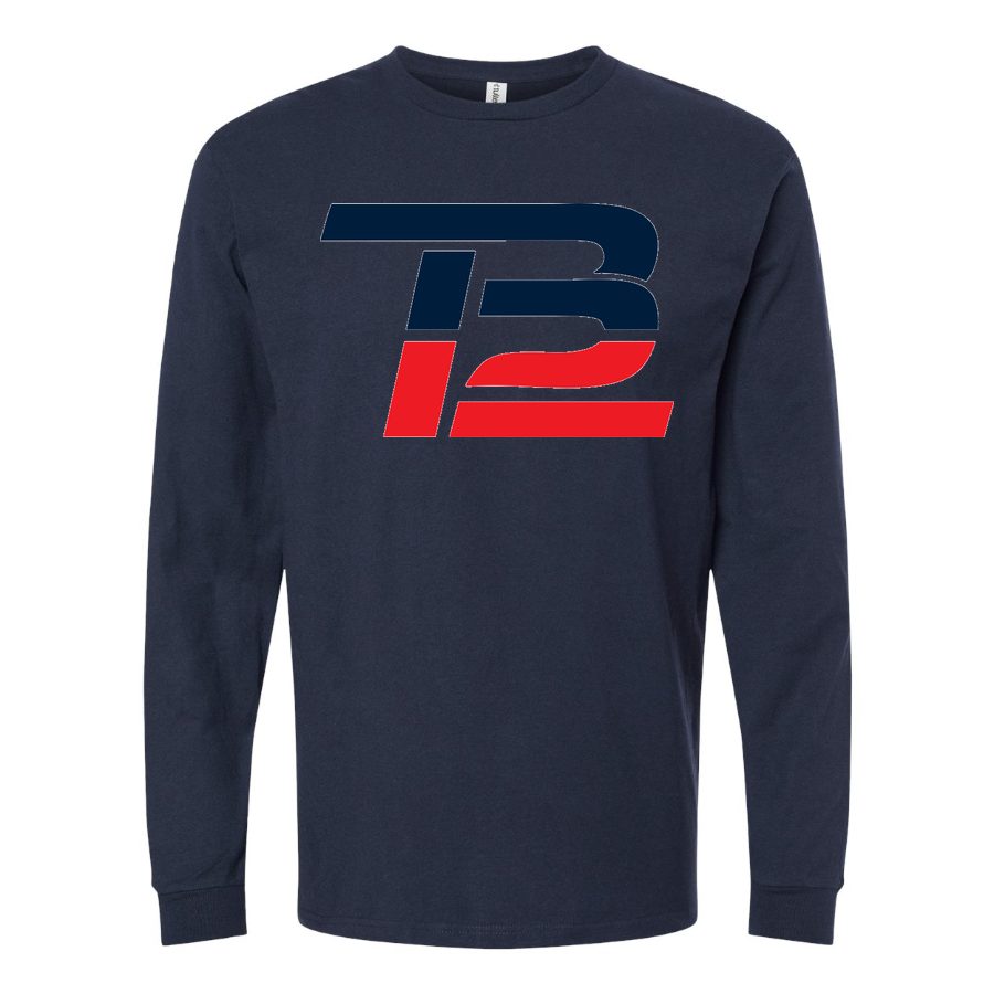 Men's Tom Brady 12 Long sleeves Cotton Blend T-Shirt - Navy