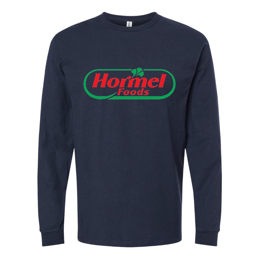 Men's Hormel-Logo-food Long sleeves Cotton Blend T-Shirt - Navy