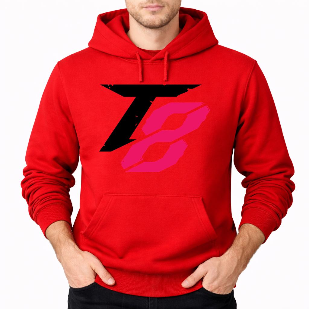 Men's Tekken 8 Black Logo Pullover Hoodie - Red
