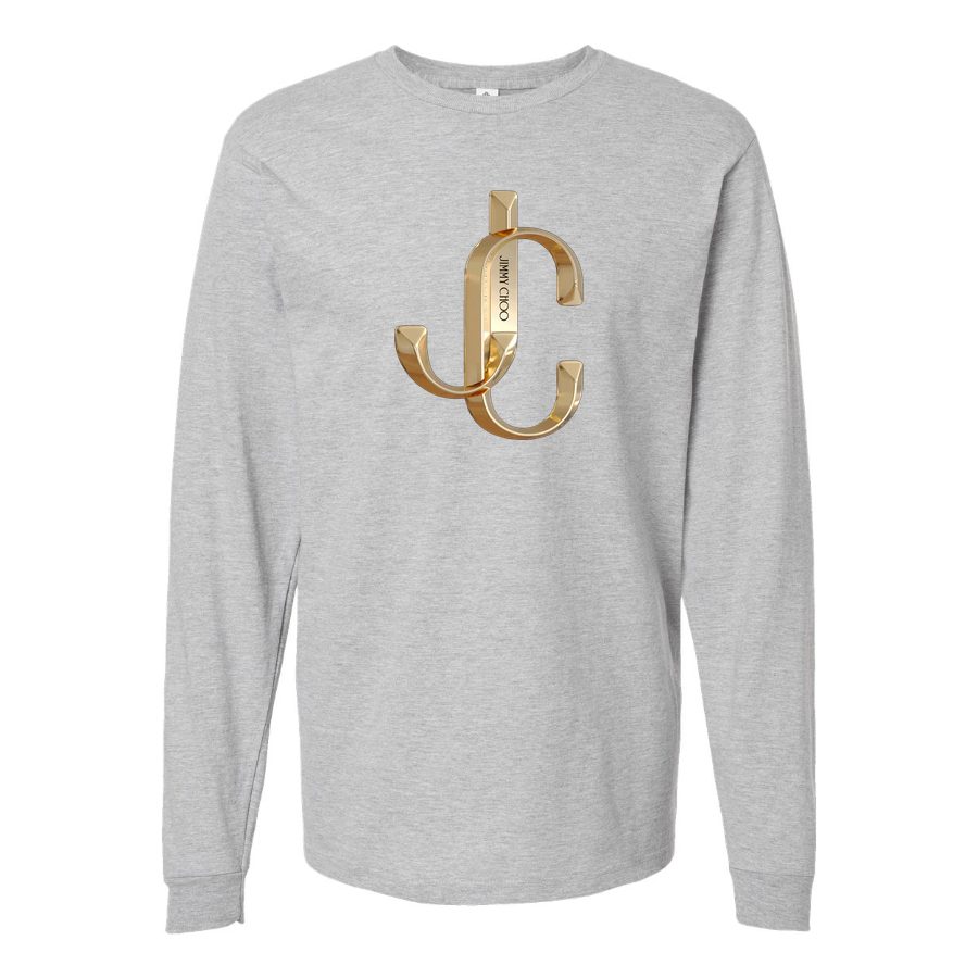 Men's Jimmy Choo Logo Long sleeves Cotton Blend T-Shirt - Gray