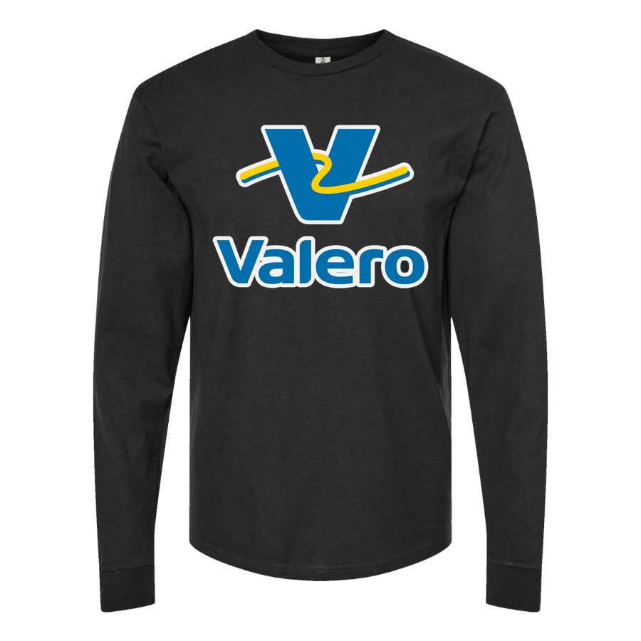 Men's Valero Gas Station Logo Long sleeves Cotton Blend T-Shirt - Black