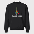 Men's Paris 2024 Olympics White Logo Crewneck Sweatshirt - Black