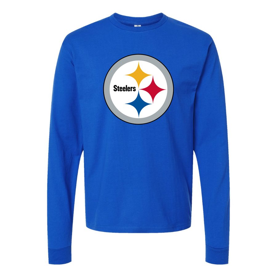 Men's Pittsburgh Steelers Long sleeves Cotton Blend T-Shirt - Blue