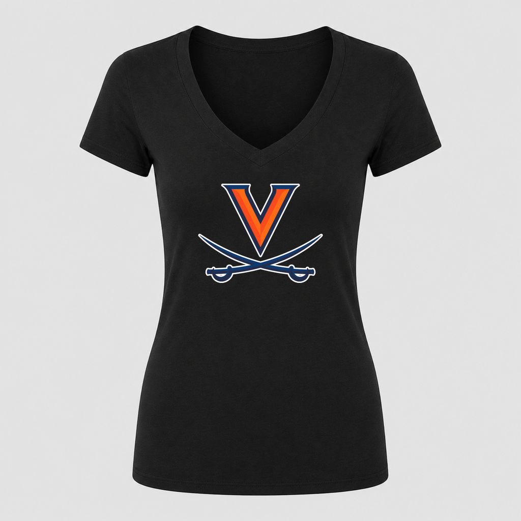 Women's Virginia Cavaliers V Neck T-Shirt in black