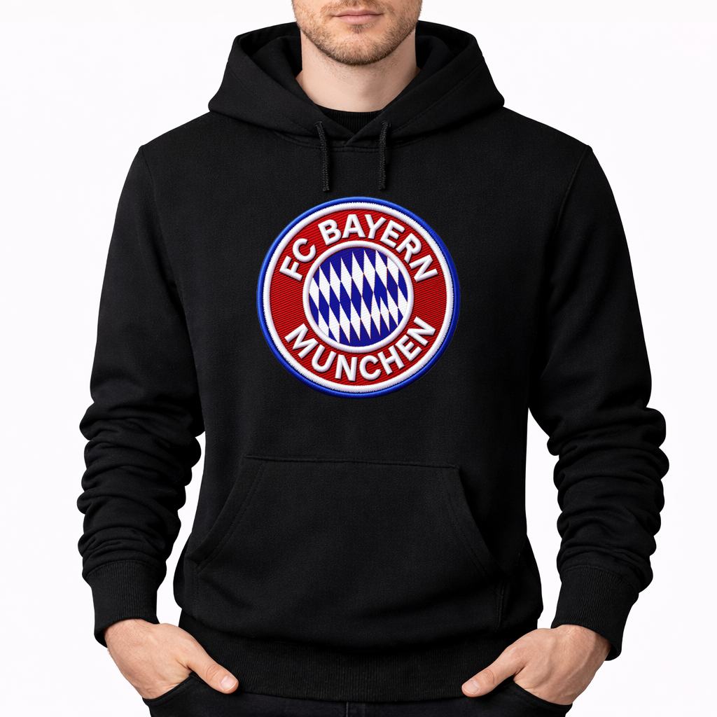 Men's FC Bayern Munich Soccer Embroidery Pullover Hoodie - Black